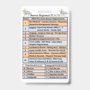 Tarjeta De Identificación Zonas de Incendios de Reeves Regional Health