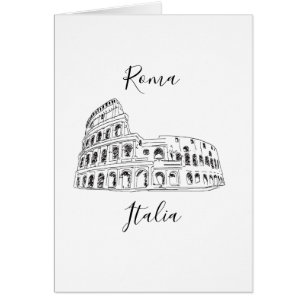 Tarjeta de Ilustracion Colosseum de Roma Italia