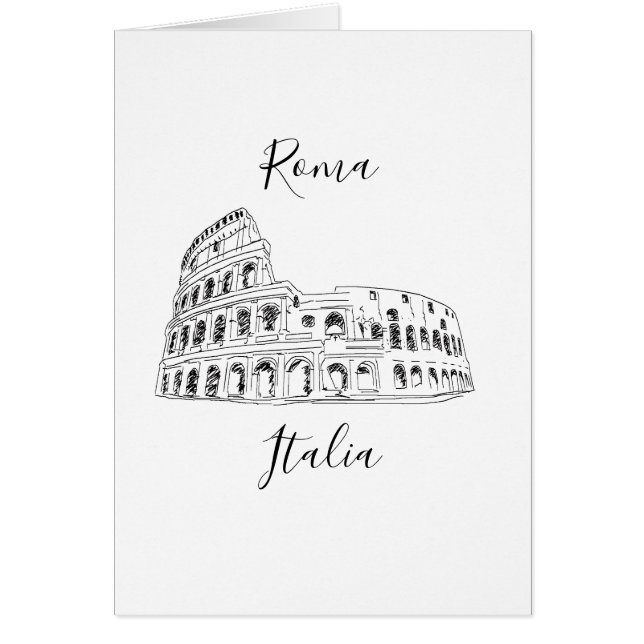 Tarjeta de Ilustracion Colosseum de Roma Italia (Frente)