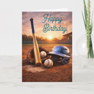 Tarjeta de ilustración de acuarela de béisbol Gu