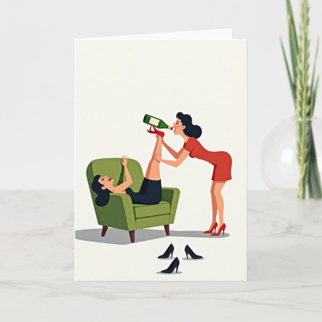Tarjeta de ilustración de amigos divertidos (Anverso)
