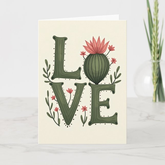 Tarjeta de ilustración de amor floral (Anverso)