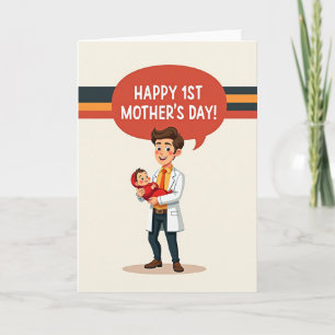 Tarjeta de ilustración de bebé para papá orgulloso