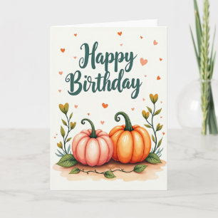 Tarjeta de ilustración de calabaza de cumpleaños d