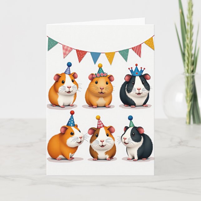 Tarjeta de ilustración de cobaya de cumpleaños dul (Anverso)