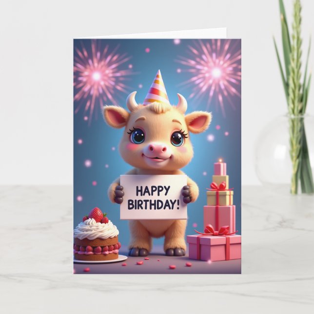 Tarjeta de ilustración de cumpleaños alegre para t (Anverso)