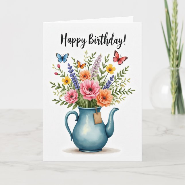 Tarjeta de ilustración de cumpleaños con acuarela (Anverso)