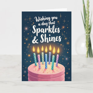 Tarjeta de ilustración de cumpleaños con brillo