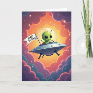 Tarjeta de ilustración de cumpleaños cósmico