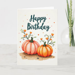Tarjeta de ilustración de cumpleaños de calabaza
