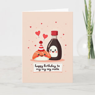 Tarjeta de ilustración de cumpleaños de sushi