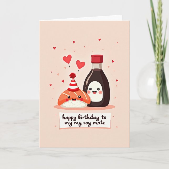 Tarjeta de ilustración de cumpleaños de sushi (Anverso)