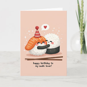 Tarjeta de ilustración de cumpleaños dulce de sush