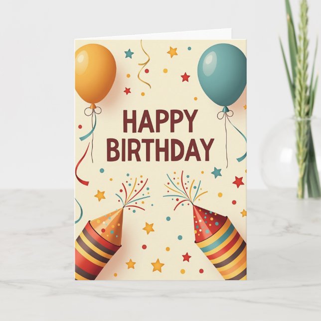 Tarjeta de ilustración de cumpleaños vibrante (Anverso)