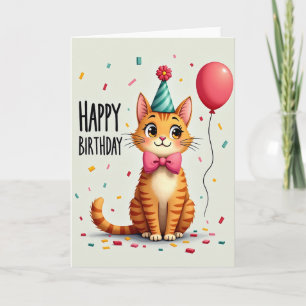 Tarjeta de ilustración de felino alegre