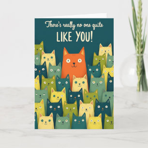 Tarjeta de ilustración de gato de cumpleaños alegr