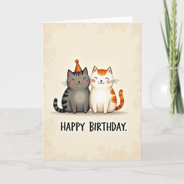 Tarjeta de ilustración de gato de fiesta (Anverso)