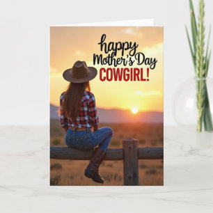 Tarjeta de ilustración de Madre al atardecer