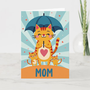 Tarjeta de ilustración de madres felinas adorables