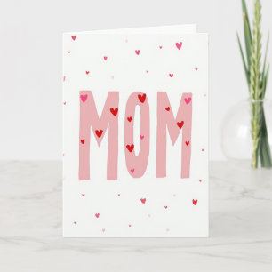 Tarjeta de ilustración de mamá con corazón rosa