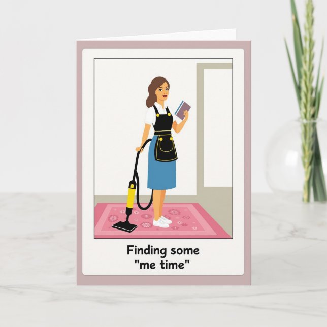 Tarjeta de ilustración de mamá leyendo (Anverso)