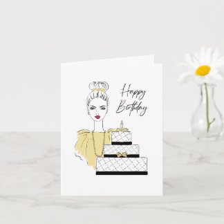 Tarjeta de Ilustracion de moda de cumpleaños feliz