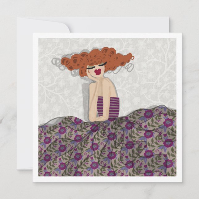 Tarjeta de ilustración de moda floral de hada niña (Anverso)