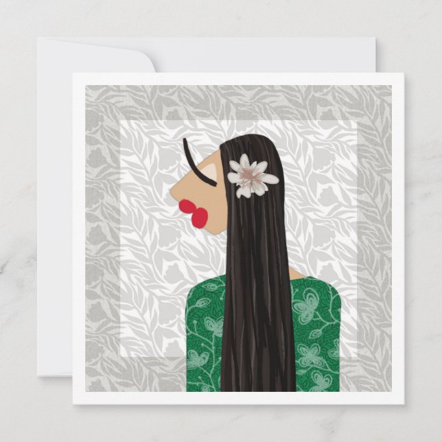 Tarjeta de Ilustracion de moda Flower Girl 1 (Anverso)
