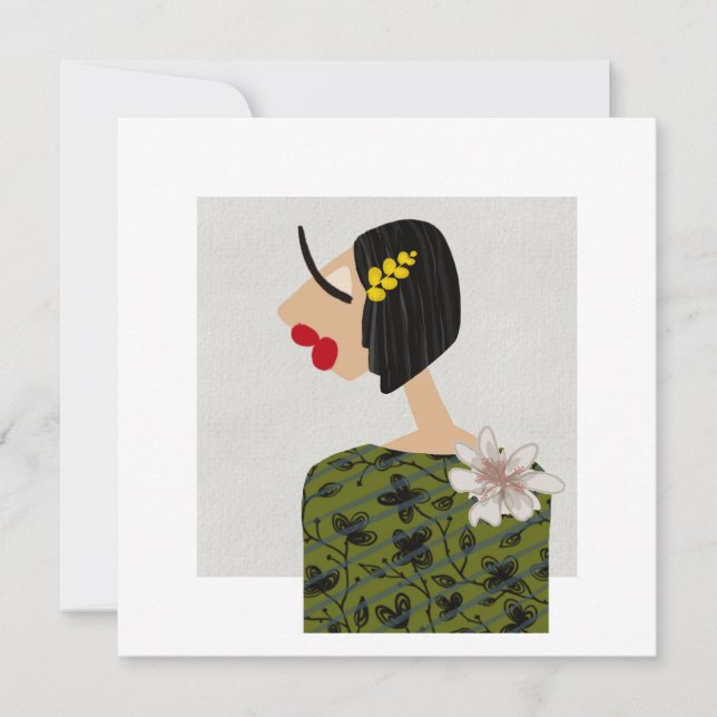 Tarjeta de Ilustracion de moda Flower Girl 2 (Anverso)
