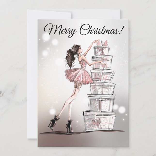 Tarjeta de Ilustracion de moda para navidades (Anverso)