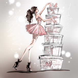 Tarjeta de Ilustracion de moda para navidades