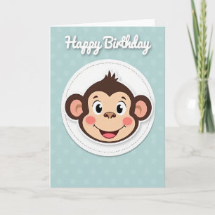 Tarjeta de ilustración de mono de cumpleaños