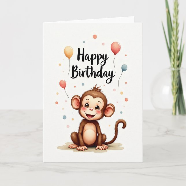 Tarjeta de ilustración de mono dulce (Anverso)