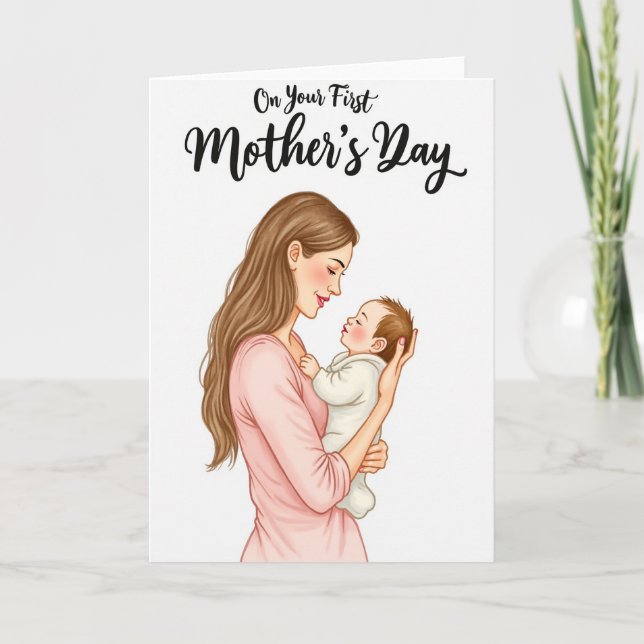Tarjeta de ilustración de nueva mamá (Anverso)
