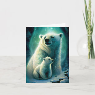 Tarjeta de Ilustracion de osito polar y cubo de ma