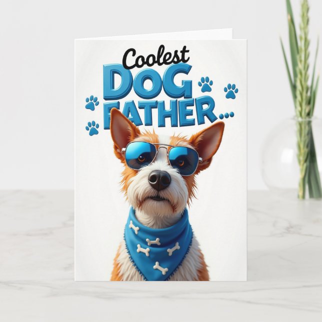 Tarjeta de ilustración de padre perro genial (Anverso)