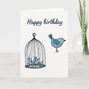 Tarjeta de ilustración de pájaro con remolino aleg