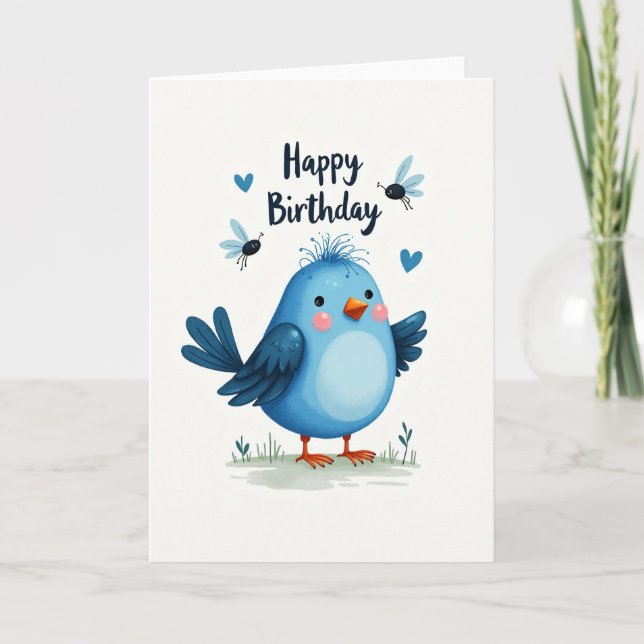 Tarjeta de ilustración de pájaro dulce (Anverso)