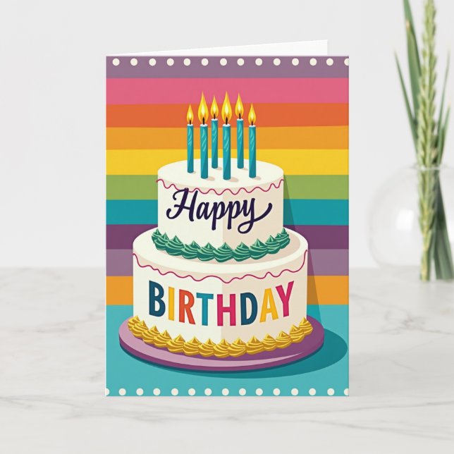 Tarjeta de ilustración de pastel alegre (Anverso)