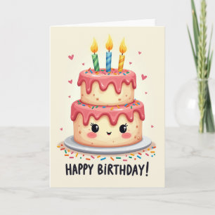 Tarjeta de ilustración de pastel sonriente