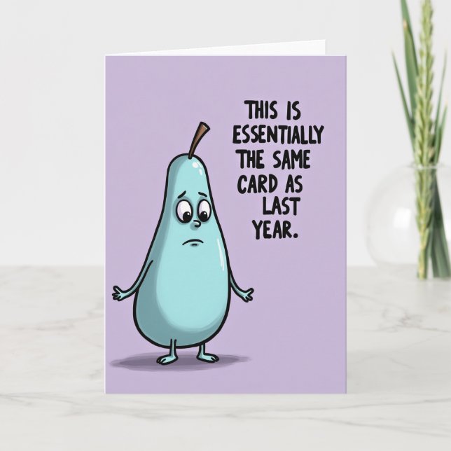 Tarjeta de ilustración de pera de cumpleaños (Anverso)
