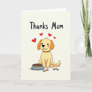 Tarjeta de ilustración de perro agradecido a mamá