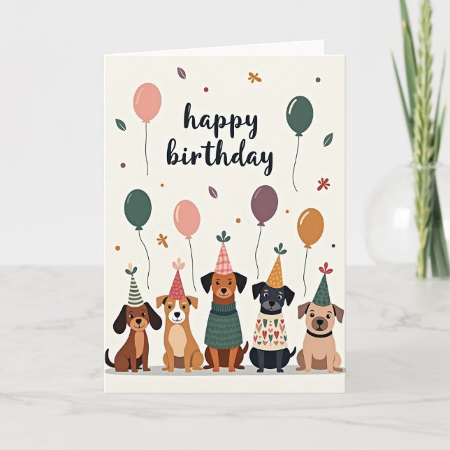 Tarjeta de ilustración de perro de cumpleaños aleg (Anverso)