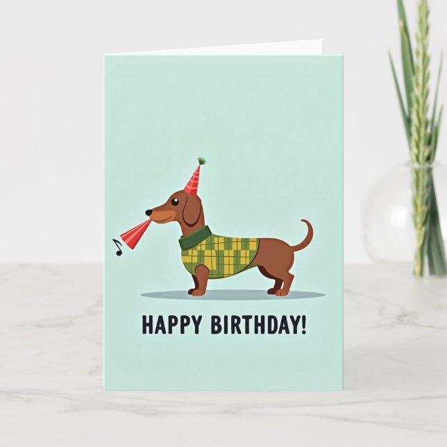 Tarjeta de ilustración de perro festivo (Anverso)