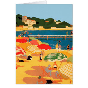 Tarjeta de Ilustracion de playa de la Vieja Rivier