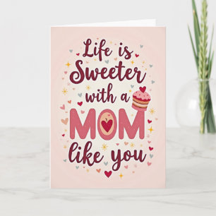 Tarjeta de ilustración del corazón de la mamá más 