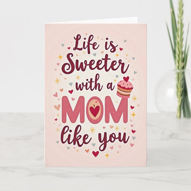 Tarjeta de ilustración del corazón de la mamá más  (Anverso)