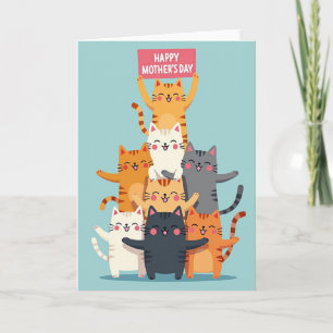 Tarjeta de ilustración del día de la madre de gato