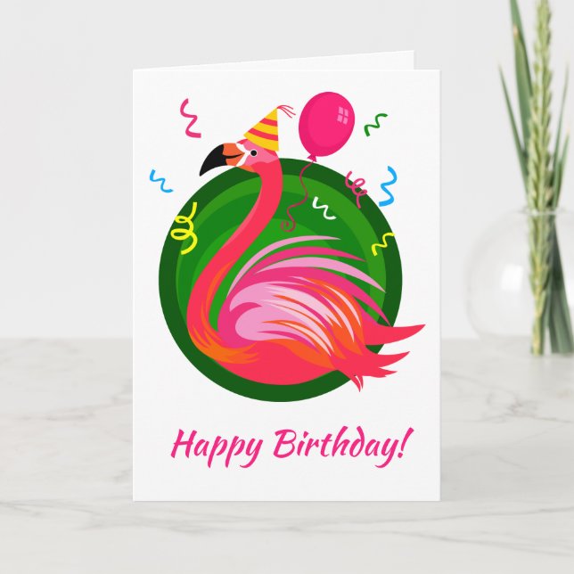 Tarjeta de Ilustracion Flamingo Fiesta (Anverso)