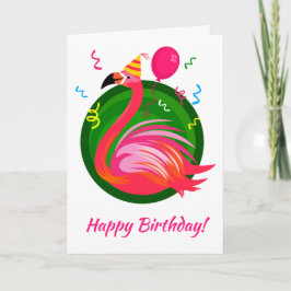 Tarjeta de Ilustracion Flamingo Fiesta